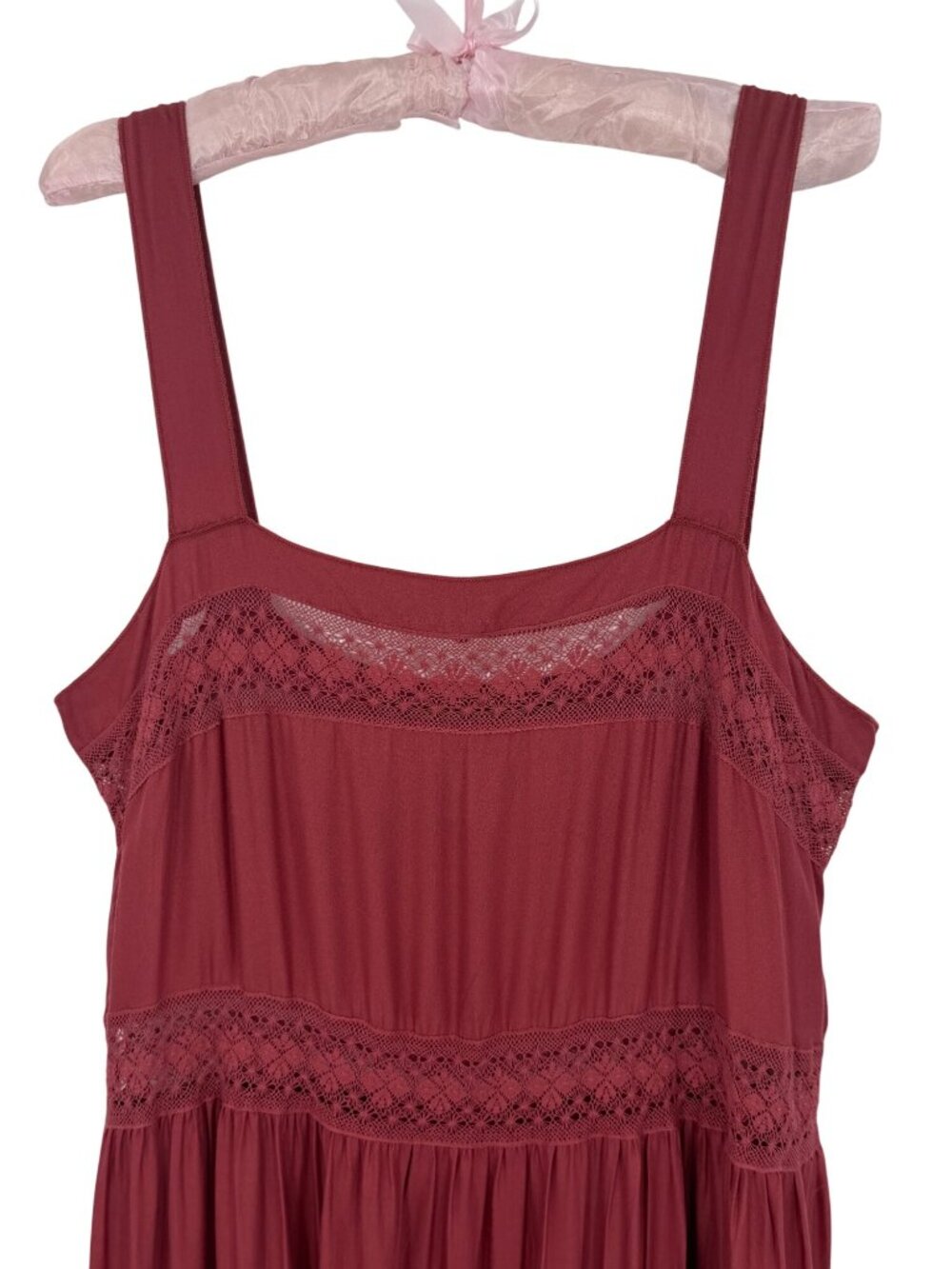 Free People Lace Trim Tiered Ruffle Maxi Slip Dress M | Whimsical Ethereal Boho - Picture 3 of 16